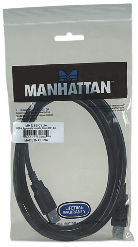 Manhattan Cable USB A Macho - USB A Macho, 1.8 Metros, Negro - Imagen 2
