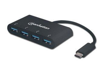 Hub Manhattan USB-C a 4 Puertos USB A.