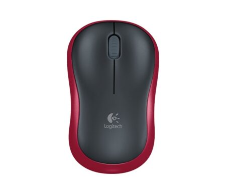 Mouse Logitech Óptico M185, RF Inalámbrico, 1000DPI, Negro/Rojo