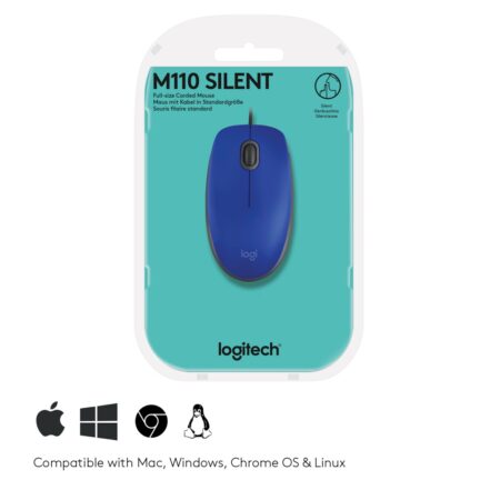 Mouse Logitech Óptico M110 Silent, Alámbrico, USB, 1000DPI, Azul - Imagen 4