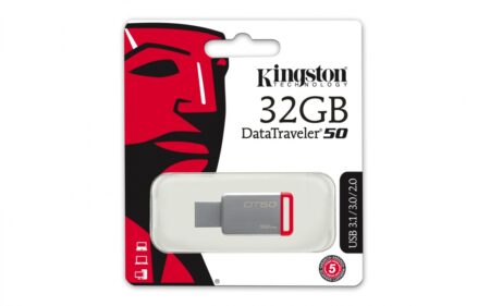 Memoria USB Kingston DataTraveler 50, 32GB, USB 3.0, Plata/Rojo - Imagen 2