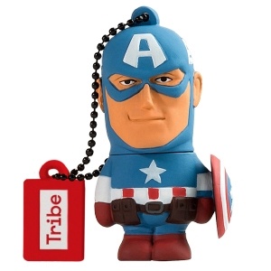 Memoria USB Tribe, 32GB, USB 2.0, Diseño Capitán América