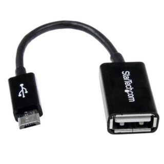Cable Adaptador Micro USB Macho - USB A Hembra, 12cm, Negro