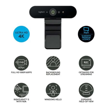 Logitech Webcam con Micrófono BRIO, 4K Ultra HD, 4096 x 2160 Pixeles, USB 3.0, Negro - Imagen 7