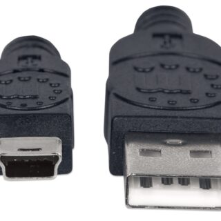 Manhattan Cable USB A Macho - USB Mini B Macho, 1.8 Metros, Negro