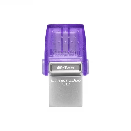 Memoria USB Kingston DataTraveler MicroDuo 3C, 64GB, USB A/C, Lectura 200MB/s, Morado