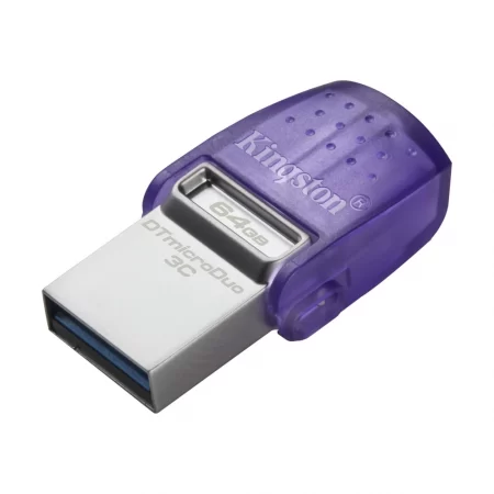 Memoria USB Kingston DataTraveler MicroDuo 3C, 64GB, USB A/C, Lectura 200MB/s, Morado - Imagen 2