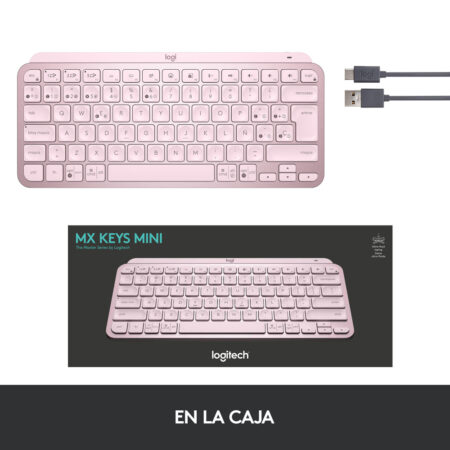 Teclado Logitech Mx Keys Mini, Inalámbrico, RF Wireless/Bluetooth, Rosa (Español) - Imagen 7