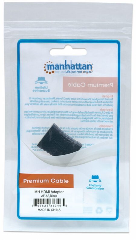 Manhattan Cople HDMI A Hembra - HDMI A Hembra, Conexión Recta, Negro - Imagen 3